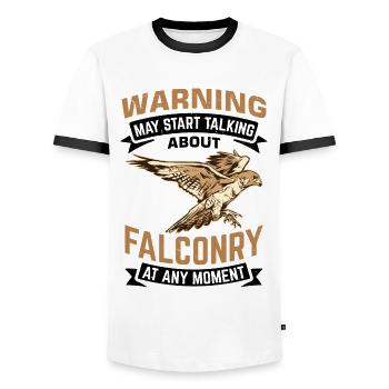Dicton de Faucon Fauconnier - T-shirt contrasté Homme - blanc/noir - Devant - AI Model Female 172 light (172cm) & AI Model Male 178 dark (178cm)
