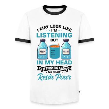 Funny epoxy resin saying - Men's Ringer Shirt - white/black - Front - AI Model Female 172 light (172cm) & AI Model Male 178 dark (178cm)