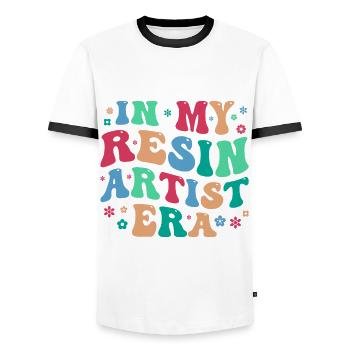 Funny epoxy resin saying - Men's Ringer Shirt - white/black - Front - AI Model Female 172 light (172cm) & AI Model Male 178 dark (178cm)
