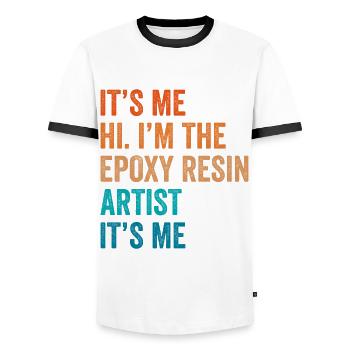 Funny epoxy resin saying - Men's Ringer Shirt - white/black - Front - AI Model Female 172 light (172cm) & AI Model Male 178 dark (178cm)