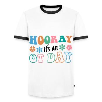 Braces orthodontist - Men's Ringer Shirt - white/black - Front - AI Model Female 172 light (172cm) & AI Model Male 178 dark (178cm)