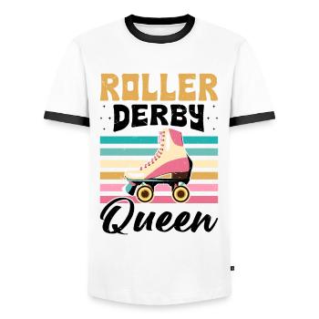 Funny Roller Skate Saying - Men's Ringer Shirt - white/black - Front - AI Model Female 172 light (172cm) & AI Model Male 178 dark (178cm)