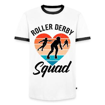 Funny Roller Skate Saying - Men's Ringer Shirt - white/black - Front - AI Model Female 172 light (172cm) & AI Model Male 178 dark (178cm)