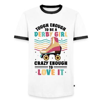 Funny Roller Skate Saying - Men's Ringer Shirt - white/black - Front - AI Model Female 172 light (172cm) & AI Model Male 178 dark (178cm)