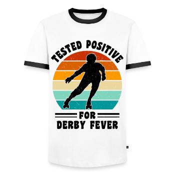Funny Roller Skate Saying - Men's Ringer Shirt - white/black - Front - AI Model Female 172 light (172cm) & AI Model Male 178 dark (178cm)