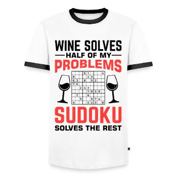 Witziger Sudoku Spruch - Männer Kontrast-T-Shirt - Weiß/Schwarz - Vorne - AI Model Female 172 light (172cm) & AI Model Male 178 dark (178cm)