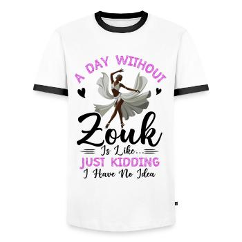 Witziger Zouk Tänzer Spruch - Männer Kontrast-T-Shirt - Weiß/Schwarz - Vorne - AI Model Female 172 light (172cm) & AI Model Male 178 dark (178cm)