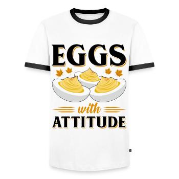 Devil's Egg Spell - Men's Ringer Shirt - white/black - Front - AI Model Female 172 light (172cm) & AI Model Male 178 dark (178cm)