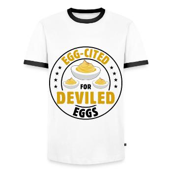 Devil's Egg Spell - Men's Ringer Shirt - white/black - Front - AI Model Female 172 light (172cm) & AI Model Male 178 dark (178cm)