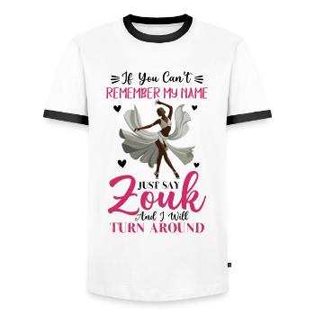 Witziger Zouk Tänzer Spruch - Männer Kontrast-T-Shirt - Weiß/Schwarz - Vorne - AI Model Female 172 light (172cm) & AI Model Male 178 dark (178cm)