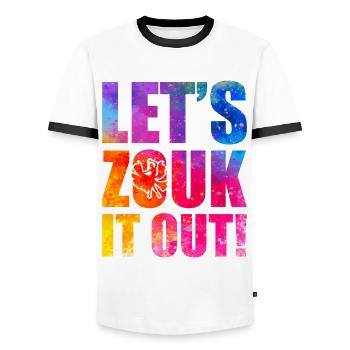 Funny Zouk Dancer Saying - Men's Ringer Shirt - white/black - Front - AI Model Female 172 light (172cm) & AI Model Male 178 dark (178cm)
