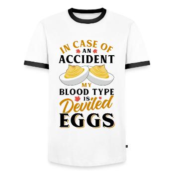 Devil's Egg Spell - Men's Ringer Shirt - white/black - Front - AI Model Female 172 light (172cm) & AI Model Male 178 dark (178cm)