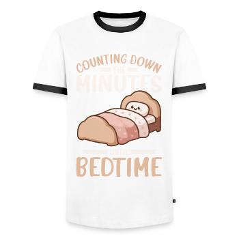 Funny Sleep Saying - Men's Ringer Shirt - white/black - Front - AI Model Female 172 light (172cm) & AI Model Male 178 dark (178cm)