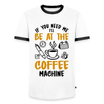 Office Humor - Men's Ringer Shirt - white/black - Front - AI Model Female 172 light (172cm) & AI Model Male 178 dark (178cm)