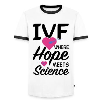 Surrogate Mother IVF Transfer Day - Men's Ringer Shirt - white/black - Front - AI Model Female 172 light (172cm) & AI Model Male 178 dark (178cm)