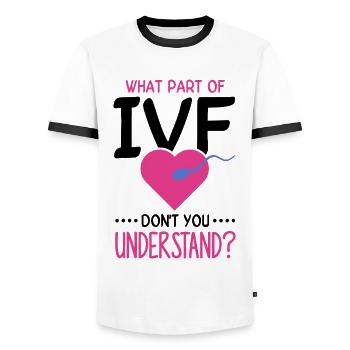Surrogate Mother IVF Transfer Day - Men's Ringer Shirt - white/black - Front - AI Model Female 172 light (172cm) & AI Model Male 178 dark (178cm)