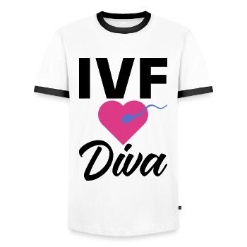 Surrogate Mother IVF Transfer Day - Men's Ringer Shirt - white/black - Front - AI Model Female 172 light (172cm) & AI Model Male 178 dark (178cm)
