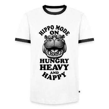 Hippopotamus - Men's Ringer Shirt - white/black - Front - AI Model Female 172 light (172cm) & AI Model Male 178 dark (178cm)