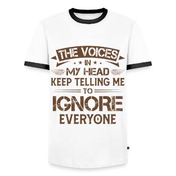 Sarcasm intoverted - Men's Ringer Shirt - white/black - Front - AI Model Female 172 light (172cm) & AI Model Male 178 dark (178cm)