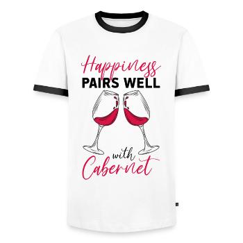 Vin Vin Rouge - T-shirt contrasté Homme - blanc/noir - Devant - AI Model Female 172 light (172cm) & AI Model Male 178 dark (178cm)