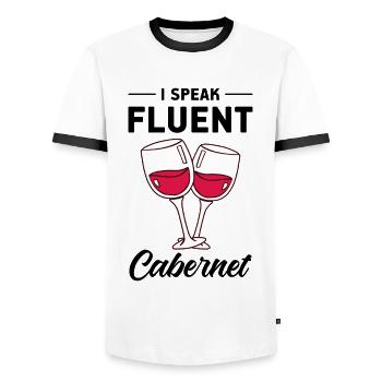 Vin Vin Rouge - T-shirt contrasté Homme - blanc/noir - Devant - AI Model Female 172 light (172cm) & AI Model Male 178 dark (178cm)