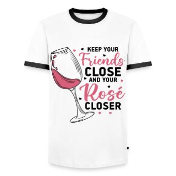 Wein Rosé - Männer Kontrast-T-Shirt - Weiß/Schwarz - Vorne - AI Model Female 172 light (172cm) & AI Model Male 178 dark (178cm)