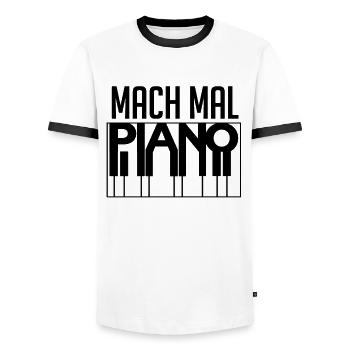 Faire du piano pour la 1000ème fois mais mieux - T-shirt contrasté Homme - blanc/noir - Devant - AI Model Female 172 light (172cm) & AI Model Male 178 dark (178cm)