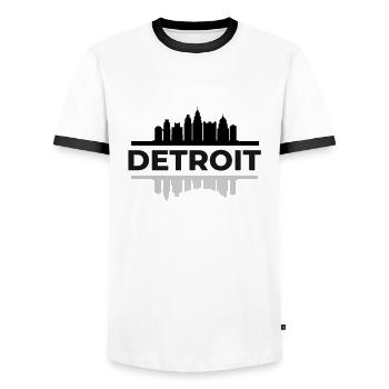 Detroit Michigan Amérique Ville USA Techno Voyages - T-shirt contrasté Homme - blanc/noir - Devant - AI Model Female 172 light (172cm) & AI Model Male 178 dark (178cm)