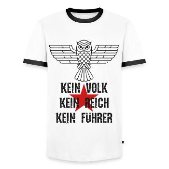 GEGEN NAZIS ANTINATIONALISTISCH ANTIFA STERN EULE - Männer Kontrast-T-Shirt - Weiß/Schwarz - Vorne - AI Model Female 172 light (172cm) & AI Model Male 178 dark (178cm)