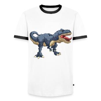 T Rex dinosaur - Men's Ringer Shirt - white/black - Front - AI Model Female 172 light (172cm) & AI Model Male 178 dark (178cm)