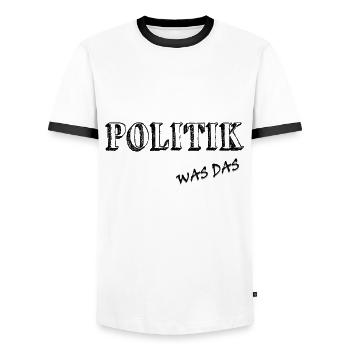 Politik was das - Männer Kontrast-T-Shirt - Weiß/Schwarz - Vorne - AI Model Female 172 light (172cm) & AI Model Male 178 dark (178cm)