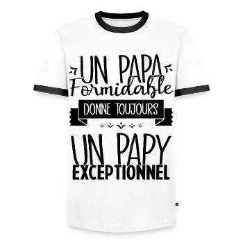 Un Papa Formidable donne un Papy Exceptionnel - T-shirt contrasté Homme - blanc/noir - Devant - AI Model Female 172 light (172cm) & AI Model Male 178 dark (178cm)