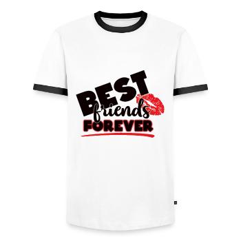 Best friends forever - Men's Ringer Shirt - white/black - Front - AI Model Female 172 light (172cm) & AI Model Male 178 dark (178cm)