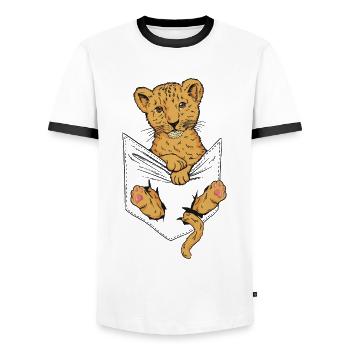 Lion baby in a bag - Men's Ringer Shirt - white/black - Front - AI Model Female 172 light (172cm) & AI Model Male 178 dark (178cm)
