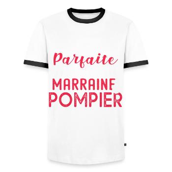 marraine pompier cadeau humour sapeur pompier - T-shirt contrasté Homme - blanc/noir - Devant - AI Model Female 172 light (172cm) & AI Model Male 178 dark (178cm)