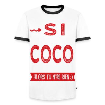 Coco dans ta vie Corinne Coralie Colline Corentin - T-shirt contrasté Homme - blanc/noir - Devant - AI Model Female 172 light (172cm) & AI Model Male 178 dark (178cm)