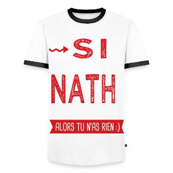 Nath dans ta vie Humour Nathalie Nathan - T-shirt contrasté Homme - blanc/noir - Devant - AI Model Female 172 light (172cm) & AI Model Male 178 dark (178cm)