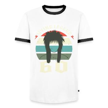 Living Legend Vokuhila Frisur - 60. Geburtstag - Männer Kontrast-T-Shirt - Weiß/Schwarz - Vorne - AI Model Female 172 light (172cm) & AI Model Male 178 dark (178cm)