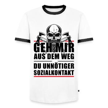 Einzelgänger Unnötiger Sozialkontakt - Männer Kontrast-T-Shirt - Weiß/Schwarz - Vorne - AI Model Female 172 light (172cm) & AI Model Male 178 dark (178cm)