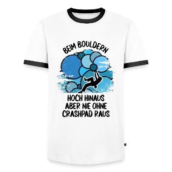 Vintage Bouldern Boulderer Klettern Kletterer - Männer Kontrast-T-Shirt - Weiß/Schwarz - Vorne - AI Model Female 172 light (172cm) & AI Model Male 178 dark (178cm)