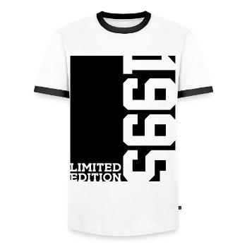 LIMITED EDITION 1995 31ST BIRTHDAY - Men's Ringer Shirt - white/black - Front - AI Model Female 172 light (172cm) & AI Model Male 178 dark (178cm)