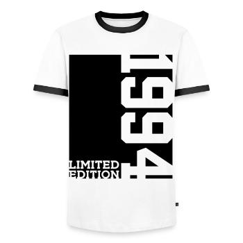 LIMITED EDITION 1994 32ND BIRTHDAY - Men's Ringer Shirt - white/black - Front - AI Model Female 172 light (172cm) & AI Model Male 178 dark (178cm)