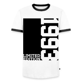 LIMITED EDITION 1993 33RD BIRTHDAY - Men's Ringer Shirt - white/black - Front - AI Model Female 172 light (172cm) & AI Model Male 178 dark (178cm)