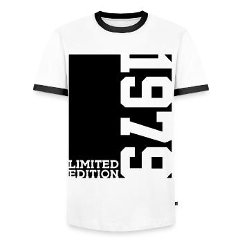 ÉDITION LIMITÉE 47E ANNIVERSAIRE 1979 - T-shirt contrasté Homme - blanc/noir - Devant - AI Model Female 172 light (172cm) & AI Model Male 178 dark (178cm)