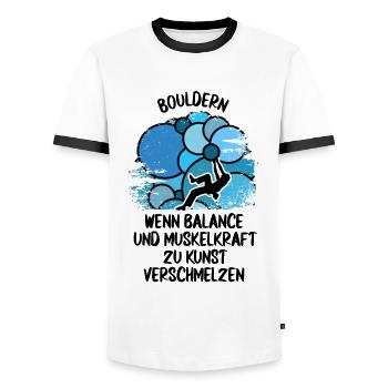 Vintage Bouldern Boulderer Klettern Kletterer - Männer Kontrast-T-Shirt - Weiß/Schwarz - Vorne - AI Model Female 172 light (172cm) & AI Model Male 178 dark (178cm)