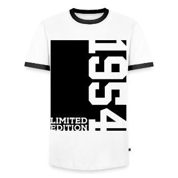 ÉDITION LIMITÉE 72E ANNIVERSAIRE 1954 - T-shirt contrasté Homme - blanc/noir - Devant - AI Model Female 172 light (172cm) & AI Model Male 178 dark (178cm)