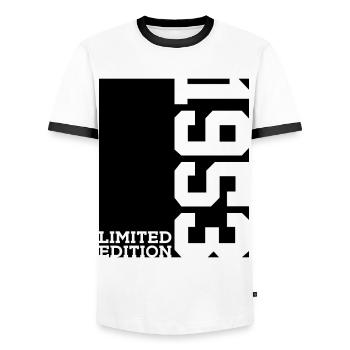 LIMITED EDITION 1953 73RD BIRTHDAY - Men's Ringer Shirt - white/black - Front - AI Model Female 172 light (172cm) & AI Model Male 178 dark (178cm)