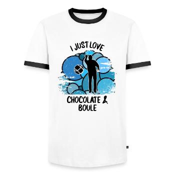 Boule Petanque Boccia Boules Schokolade - Männer Kontrast-T-Shirt - Weiß/Schwarz - Vorne - AI Model Female 172 light (172cm) & AI Model Male 178 dark (178cm)