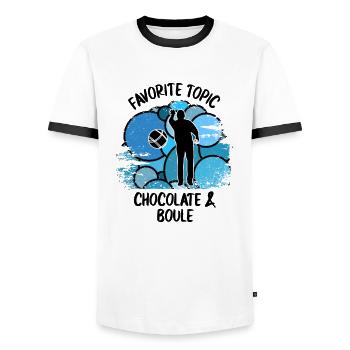 Boule Petanque Boccia Boules Schokolade - Männer Kontrast-T-Shirt - Weiß/Schwarz - Vorne - AI Model Female 172 light (172cm) & AI Model Male 178 dark (178cm)