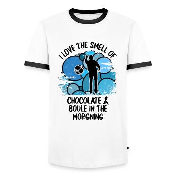 Boule Petanque Boccia Boules Schokolade - Männer Kontrast-T-Shirt - Weiß/Schwarz - Vorne - AI Model Female 172 light (172cm) & AI Model Male 178 dark (178cm)